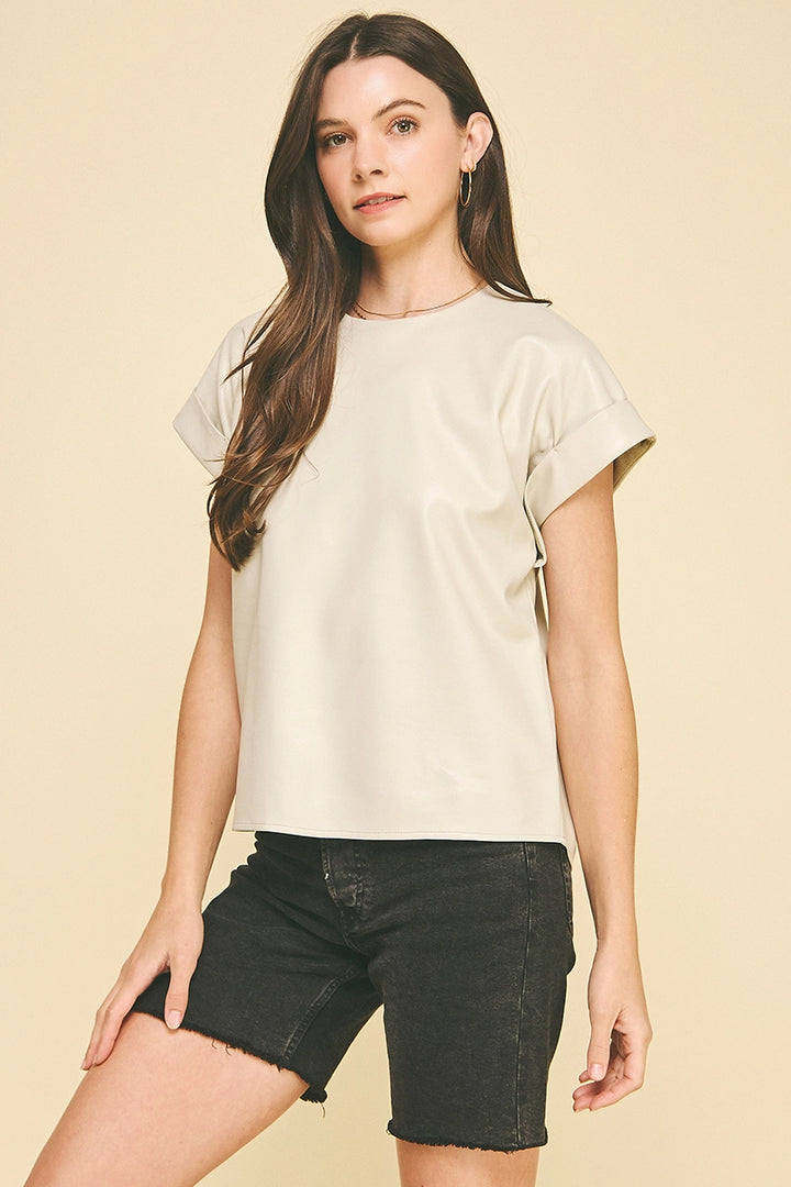 Faux Leather Top