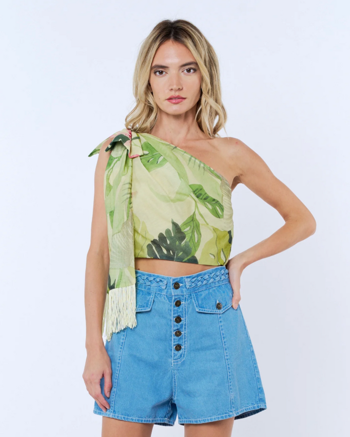 One Shoulder Print Top