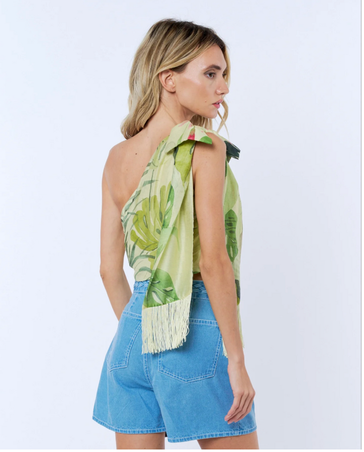 One Shoulder Print Top