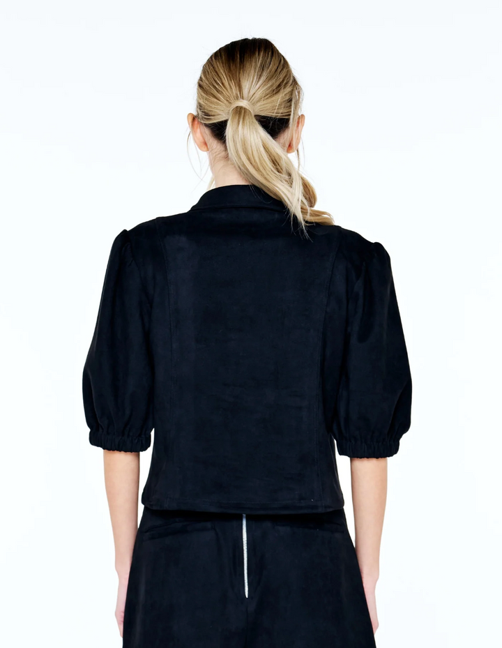 Faux Suede Piping Top