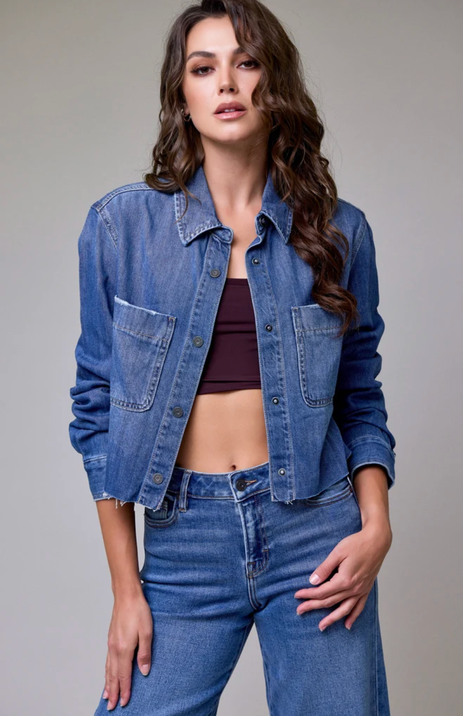 Cropped Denim Shirt