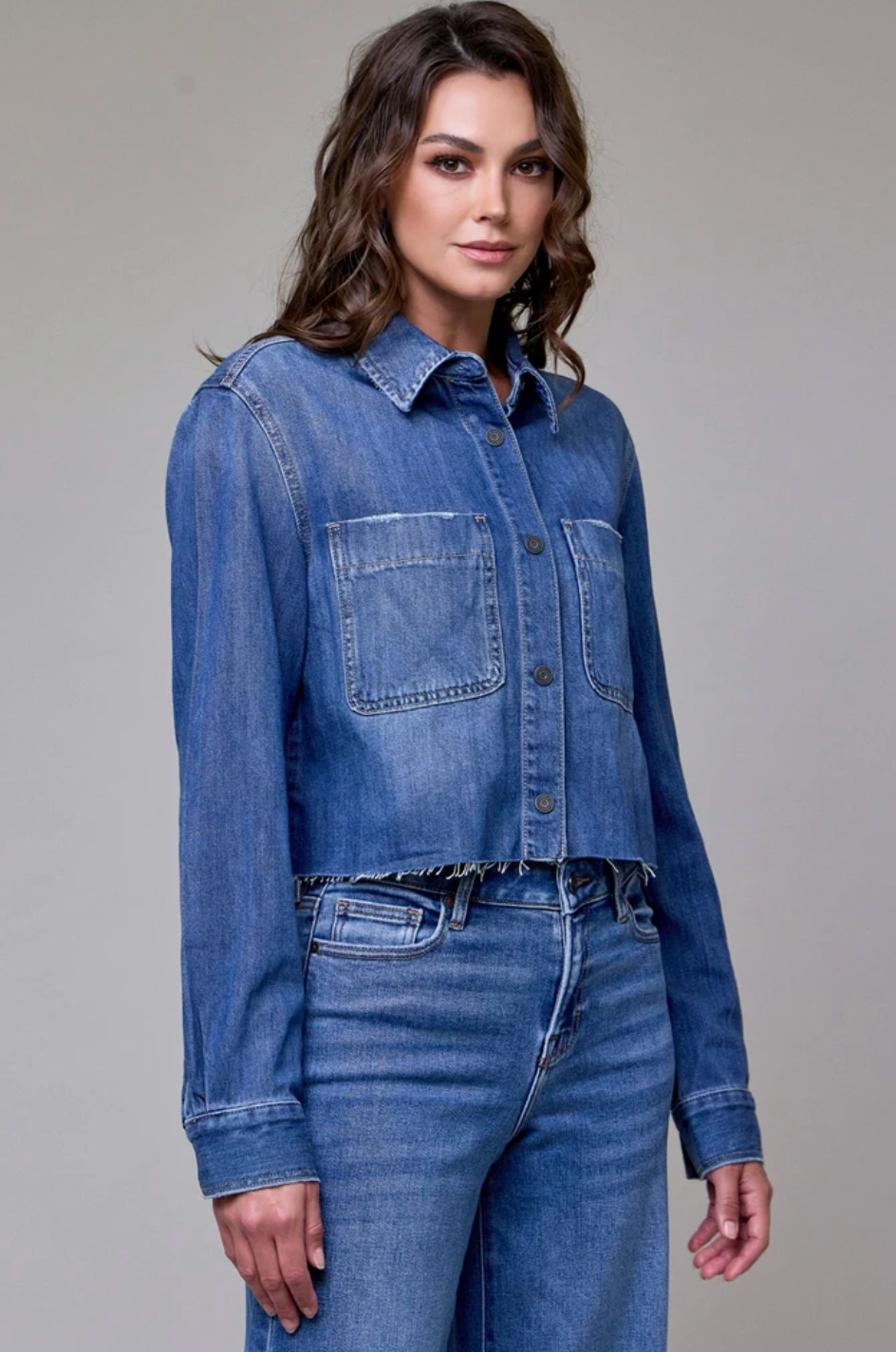 Cropped Denim Shirt