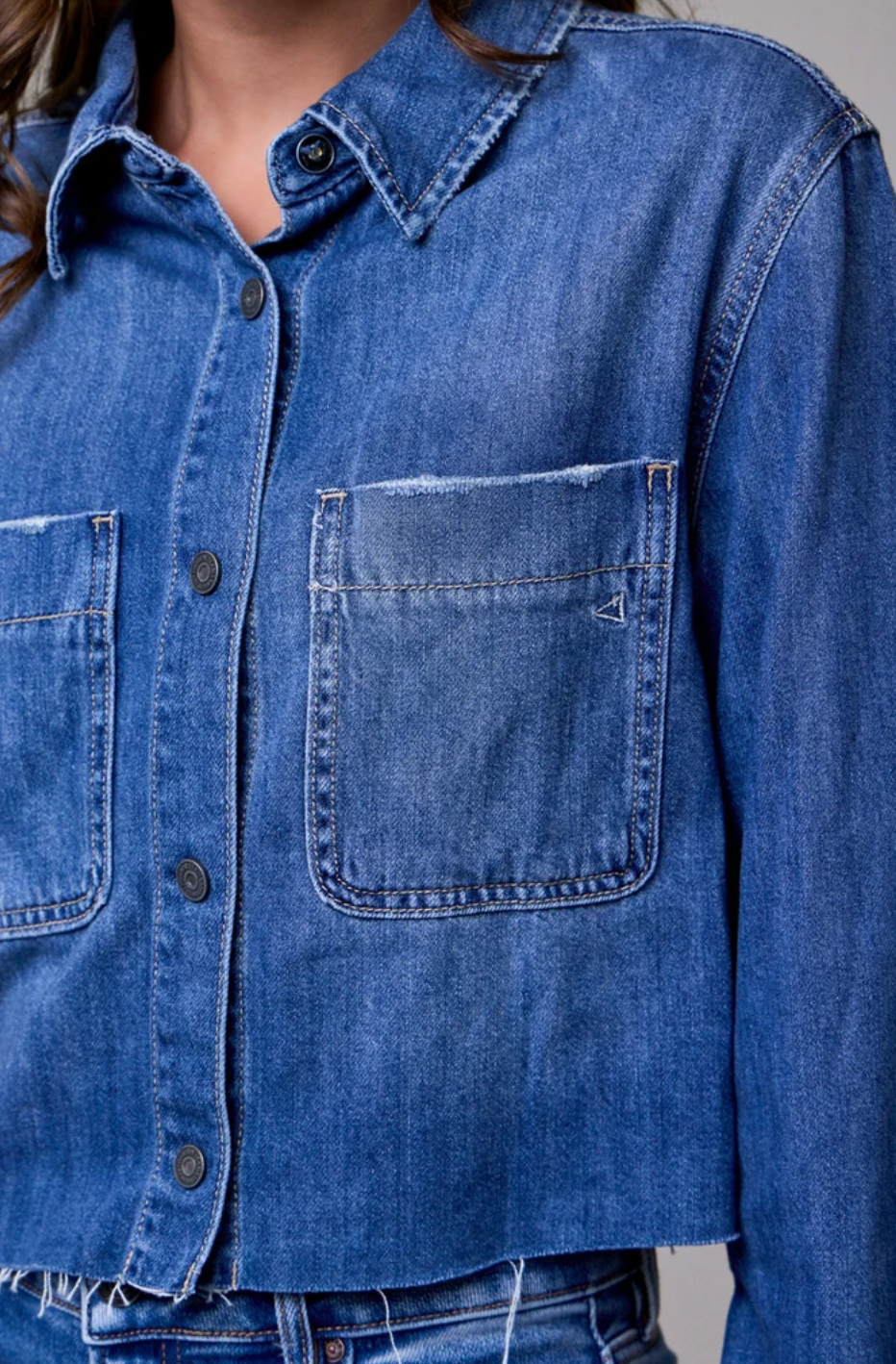 Cropped Denim Shirt