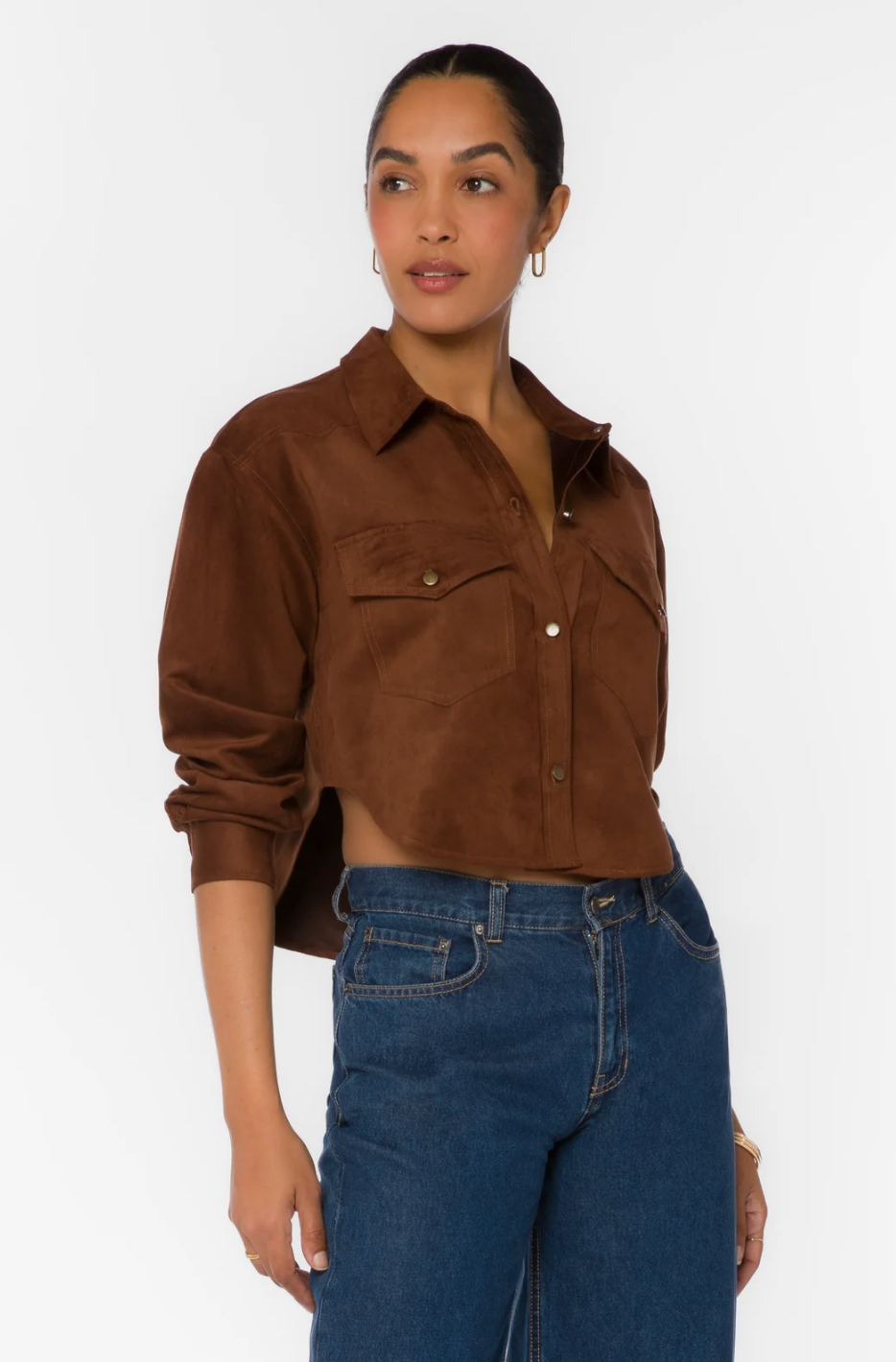 Enya Microsuede Crop Shirt
