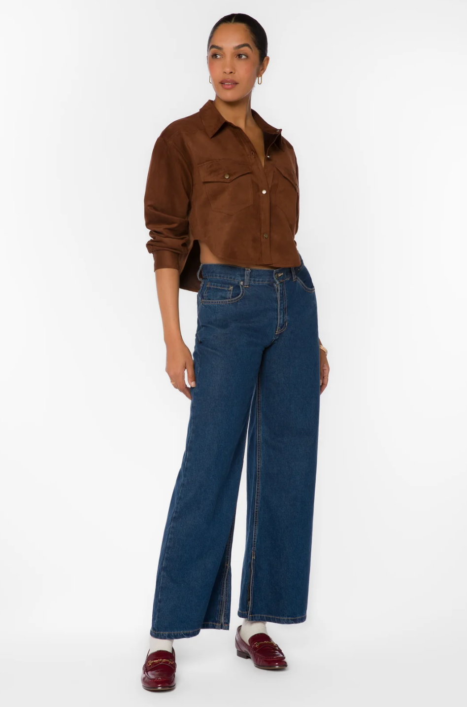 Enya Microsuede Crop Shirt