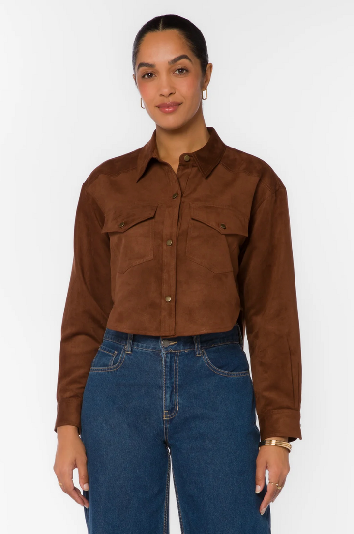 Enya Microsuede Crop Shirt