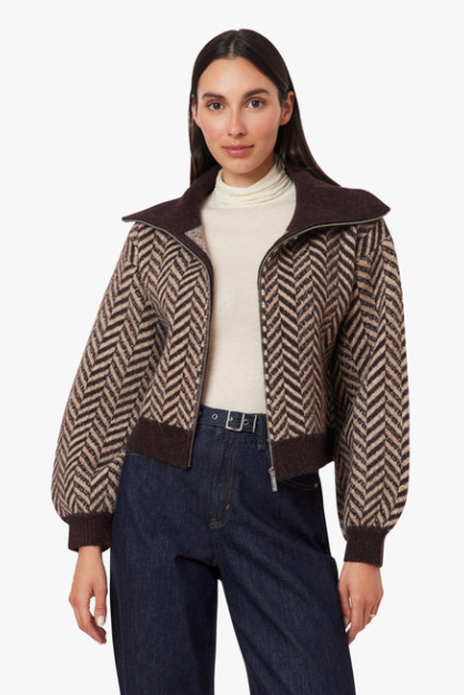 Herringbone Zip Front Cardi