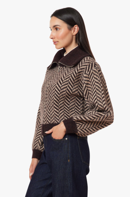 Herringbone Zip Front Cardi