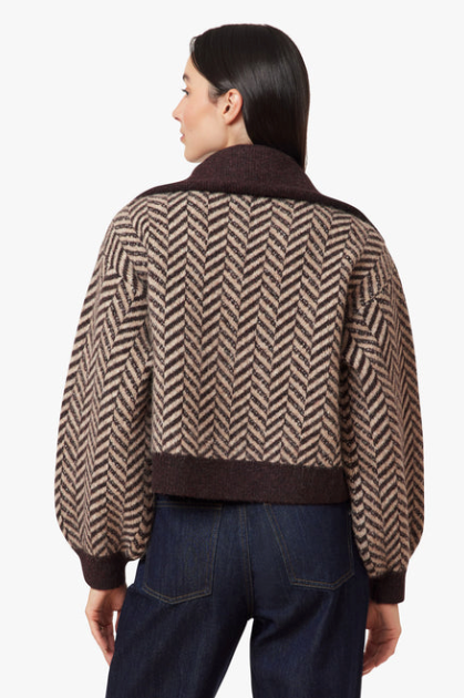 Herringbone Zip Front Cardi