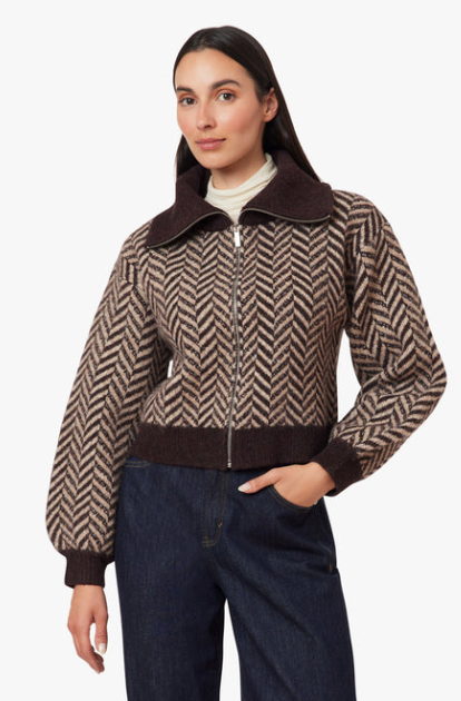 Herringbone Zip Front Cardi