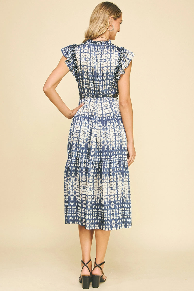 Print Tiered Midi Dress