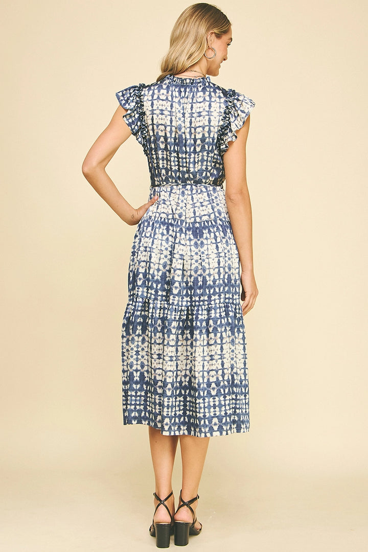 Print Tiered Midi Dress