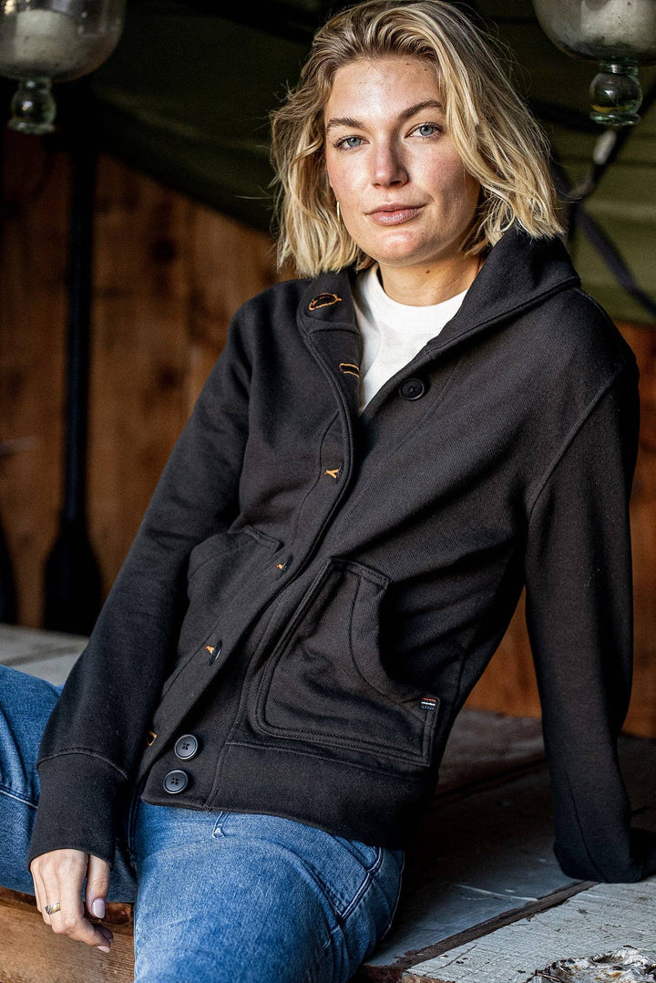Women | Bodega Cardigan | 14oz 100% Cotton French Terry - Basalt