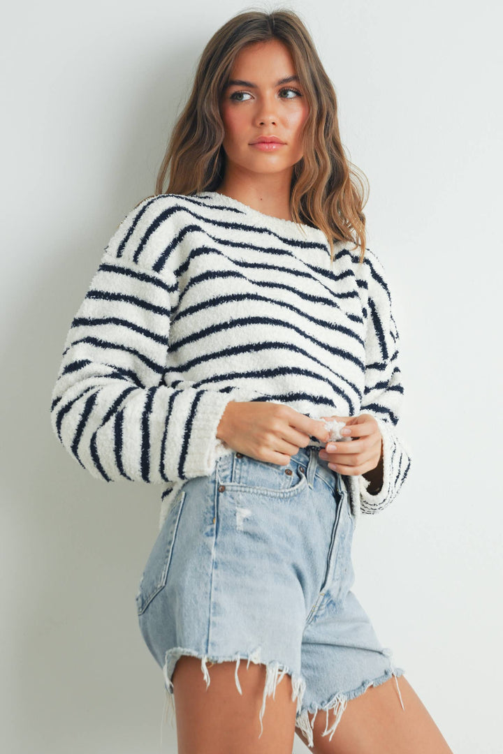Basic Striped Knit Sweater - BMW7451