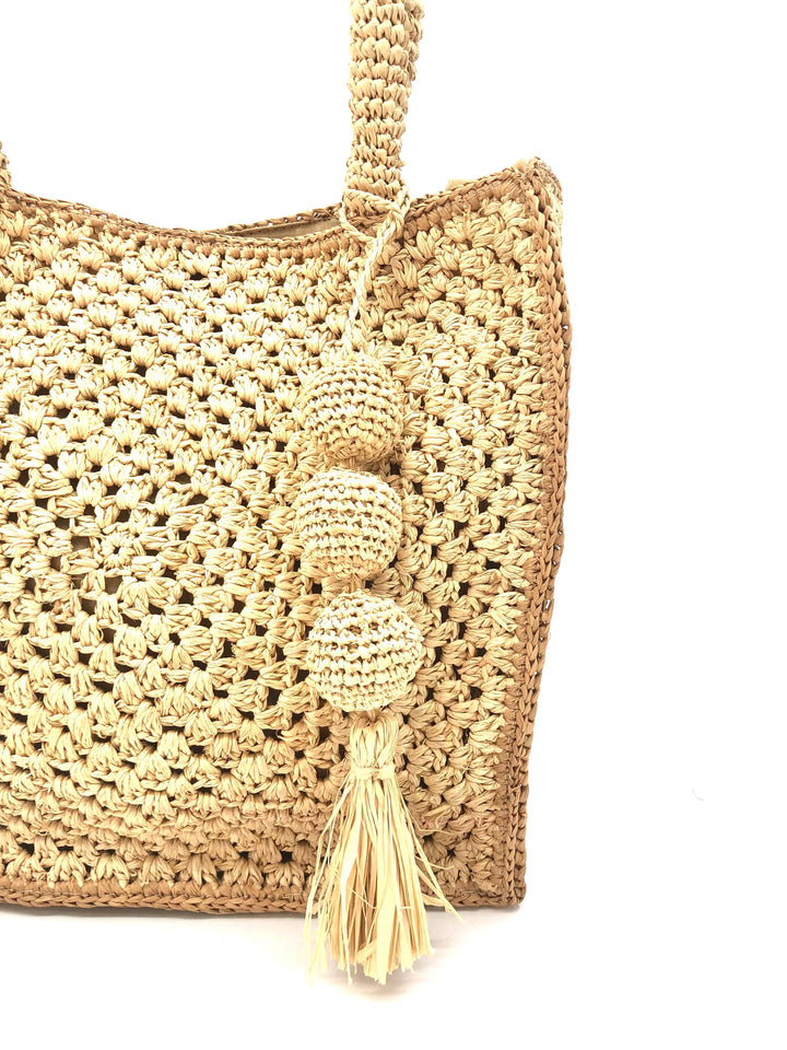 Kimba Crochet Handbag with Sphere Tassel Charm Embellishment