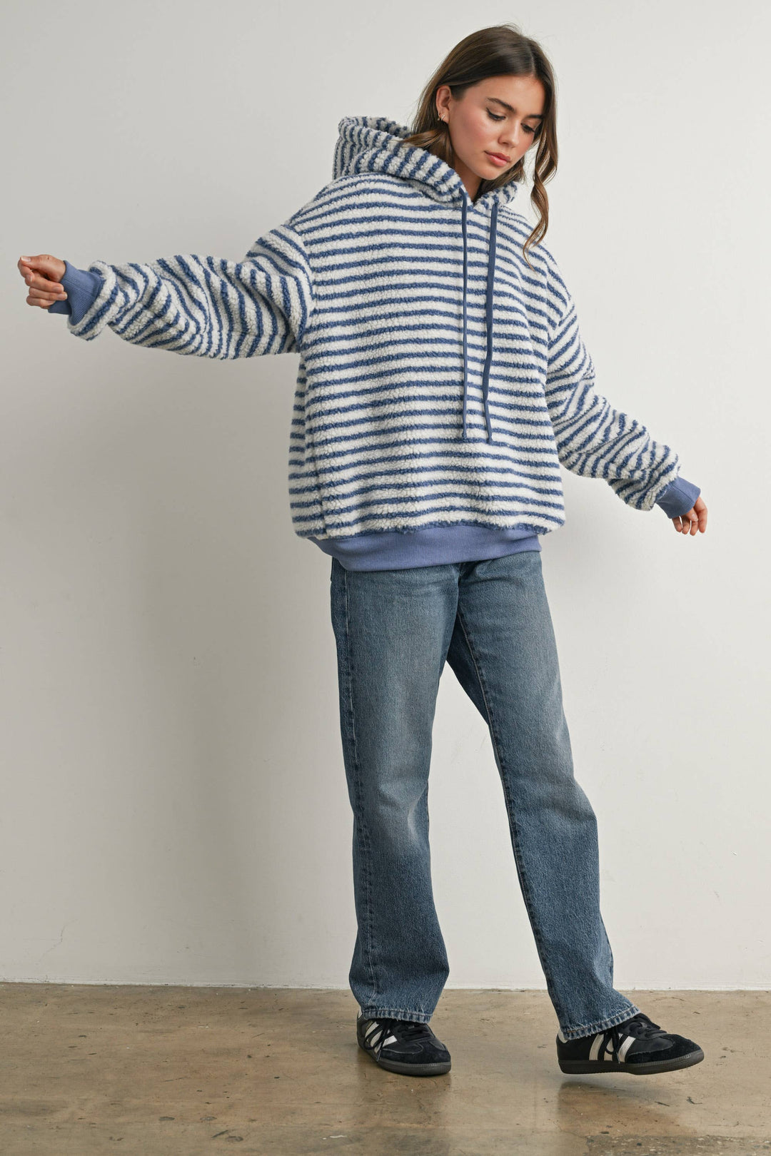 Brushed Striped Puffy Hoodie - BMT7801