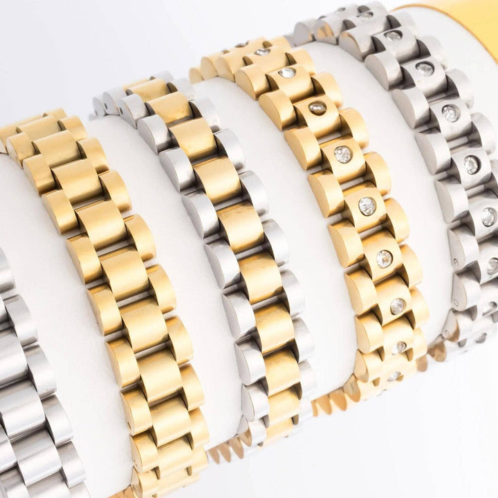 18K Gold Stainless Steel  Mixted Metal Watch Band Bracelet