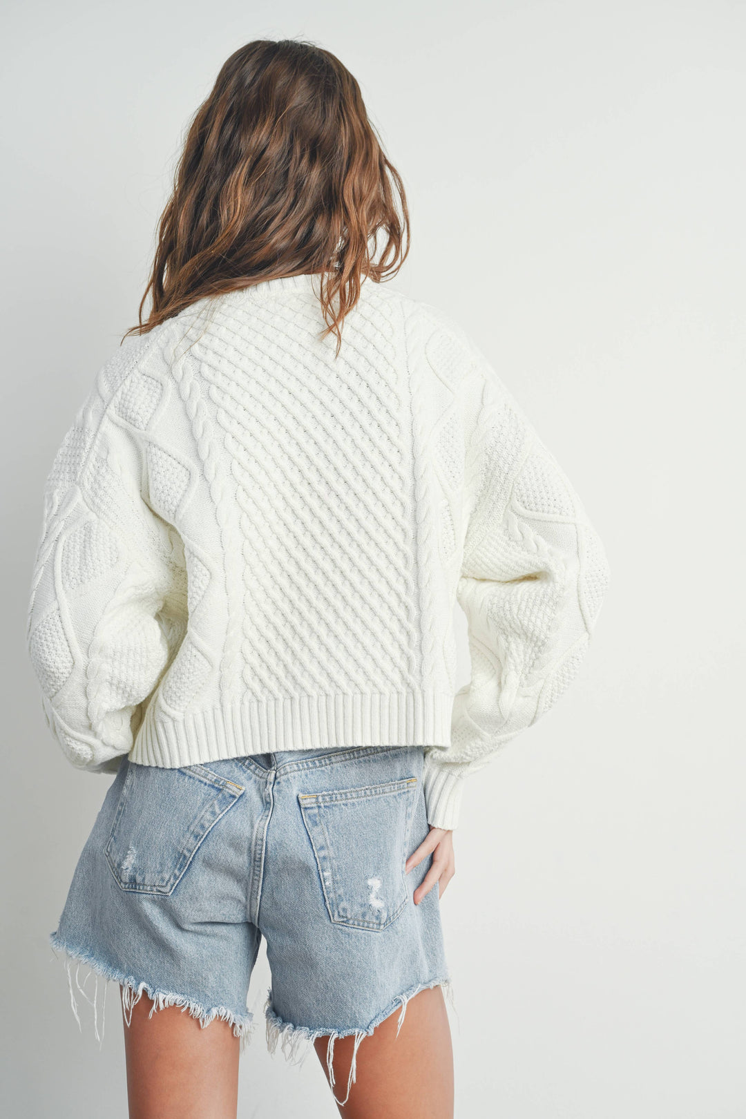 Fall Casual Solid Cable Knit Sweater - BMW7194