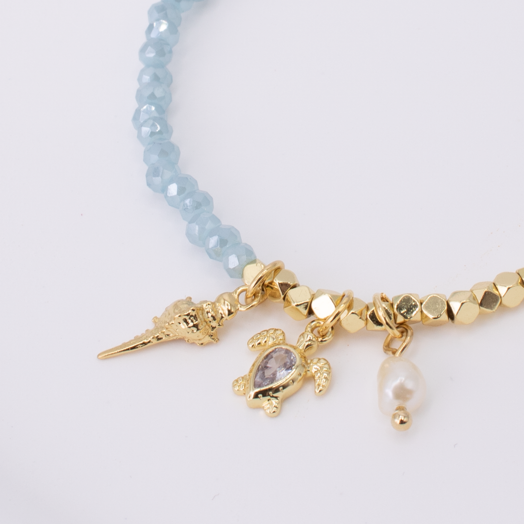 Turtle and Shell Stretch Charm Bracelet