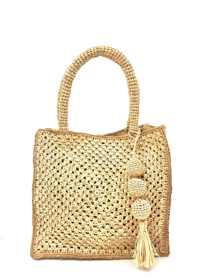 Kimba Crochet Handbag with Sphere Tassel Charm Embellishment