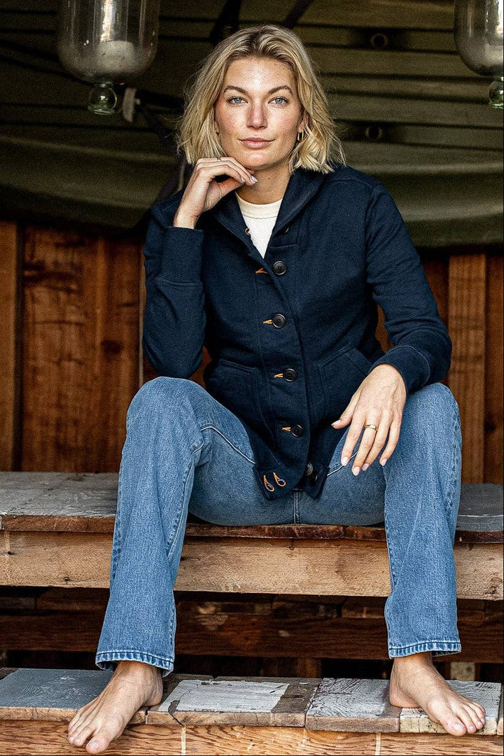 Women | Bodega Cardigan | 14oz 100% Cotton French Terry - Navy