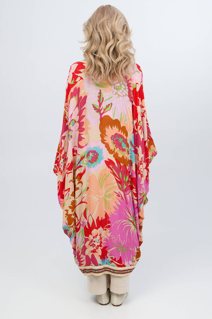 Wing Sleeve Floral Kimono
