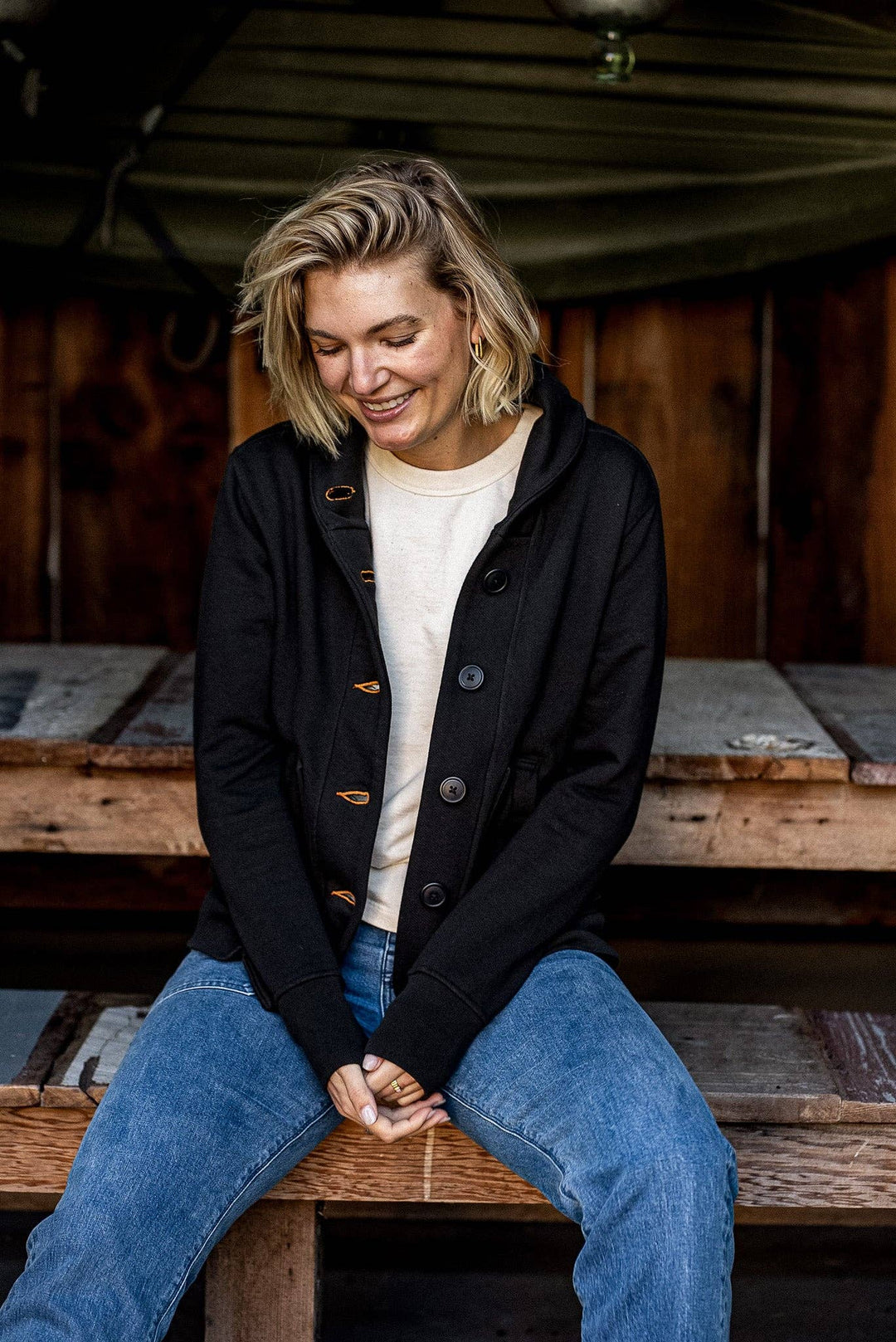 Women | Bodega Cardigan | 14oz 100% Cotton French Terry - Basalt