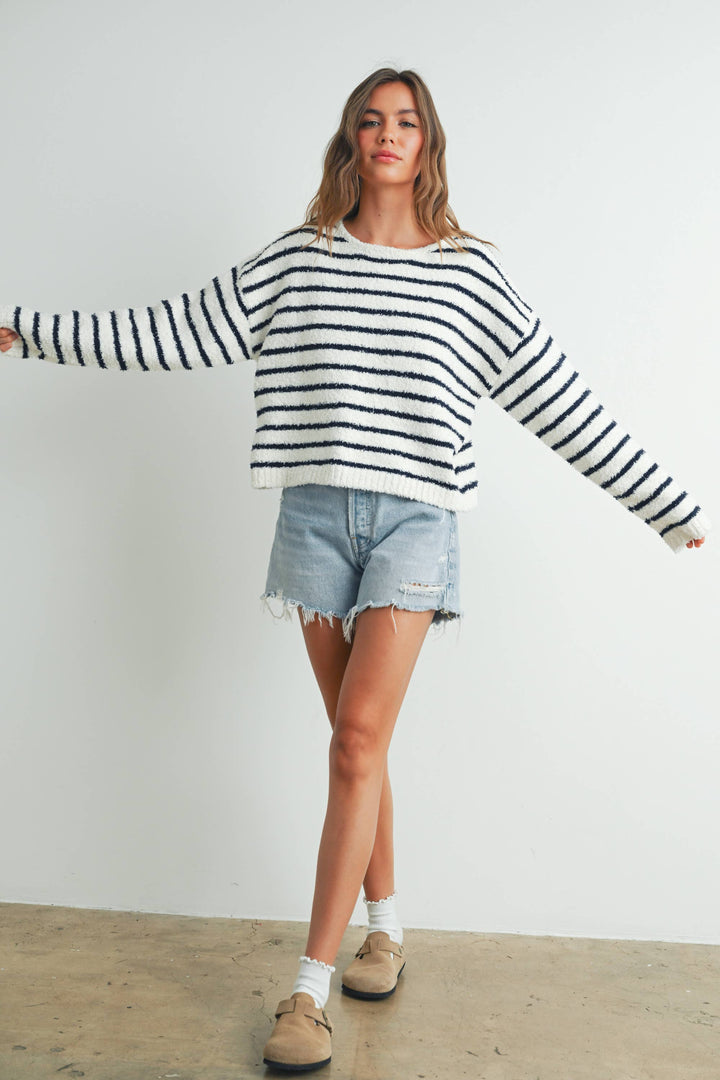 Basic Striped Knit Sweater - BMW7451