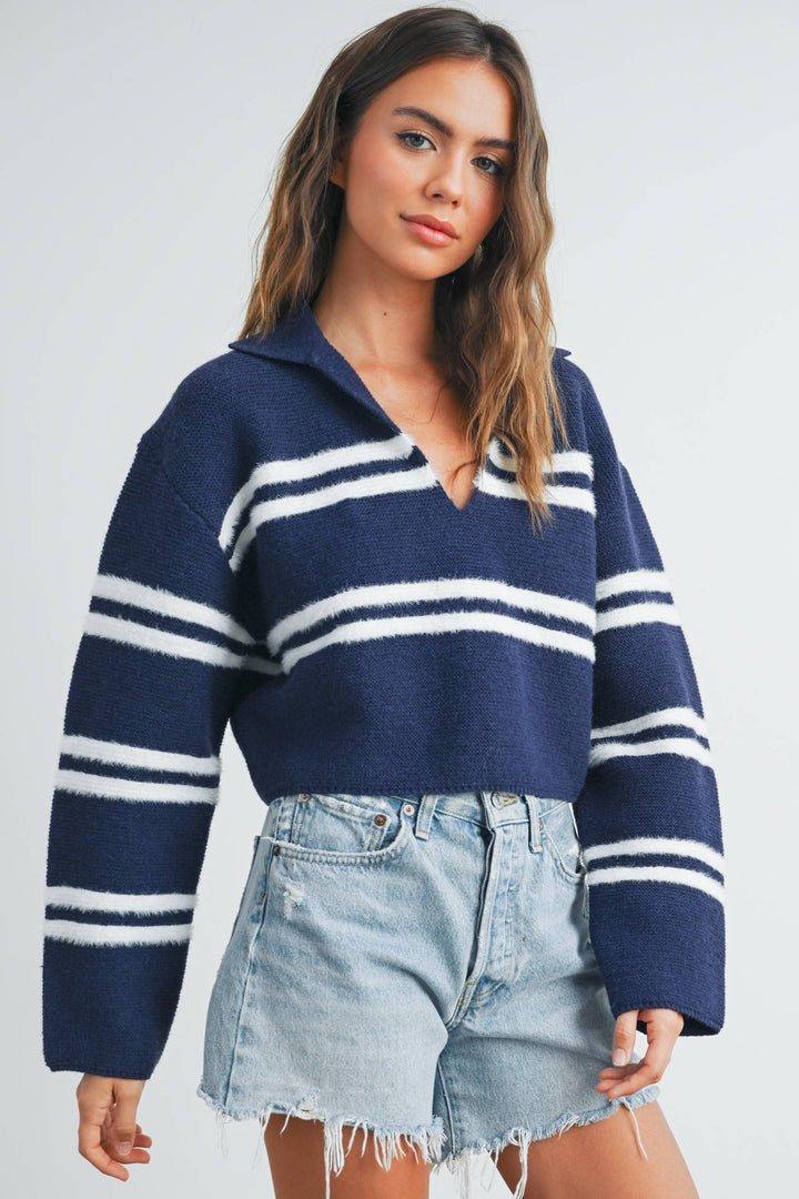 Crop Collar Sweater Top