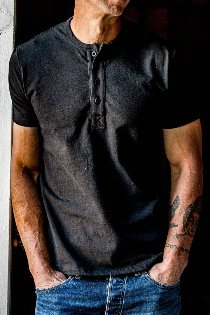 Men | Bolinas Henley | Heavyweight 8oz 100% Cotton - Basalt