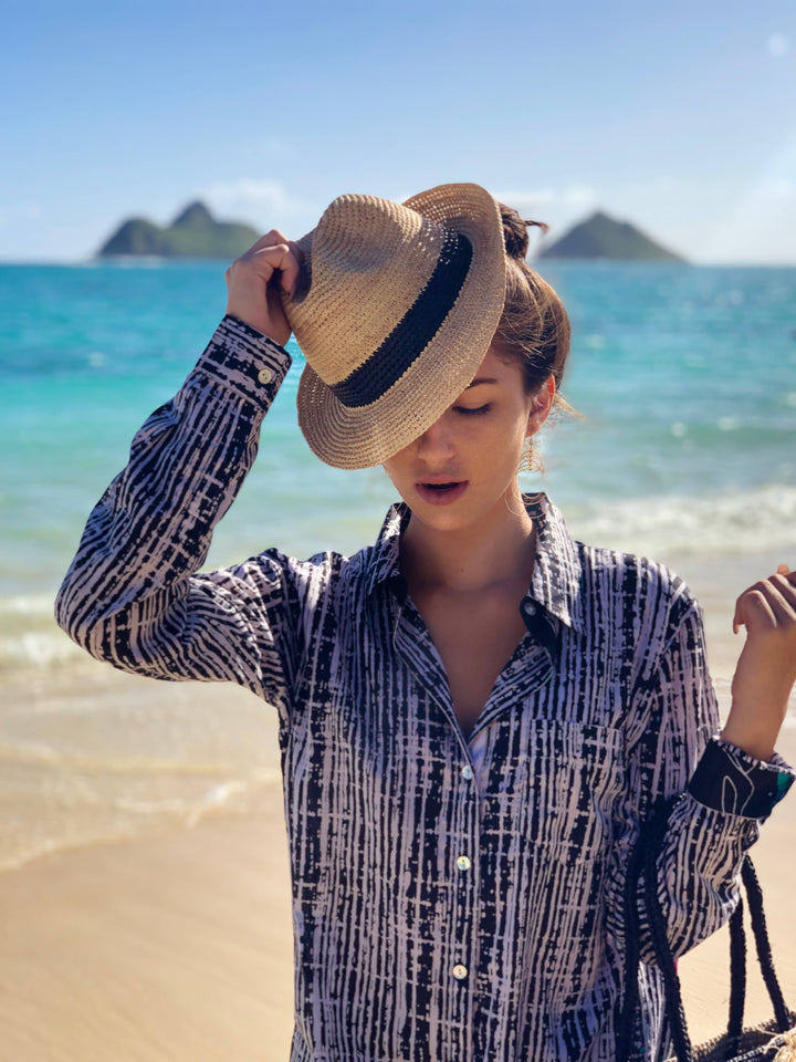 Crochet Fedora - Unisex Straw Hat