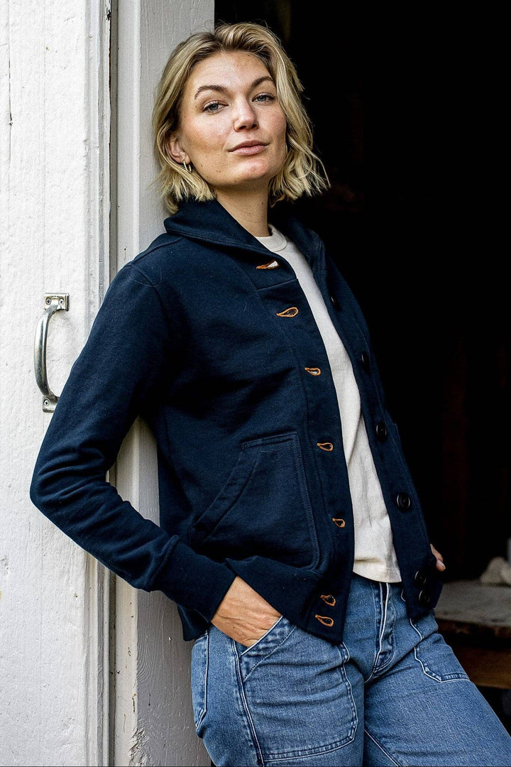 Women | Bodega Cardigan | 14oz 100% Cotton French Terry - Navy