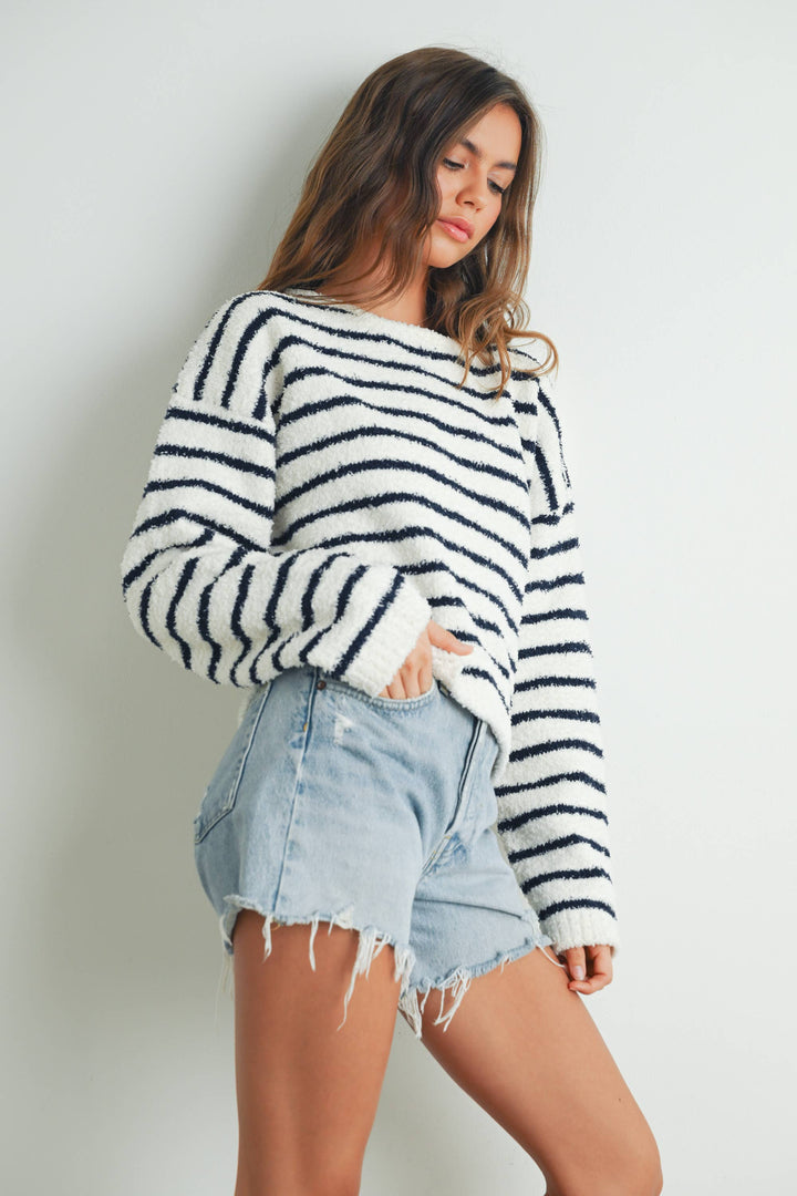 Basic Striped Knit Sweater - BMW7451