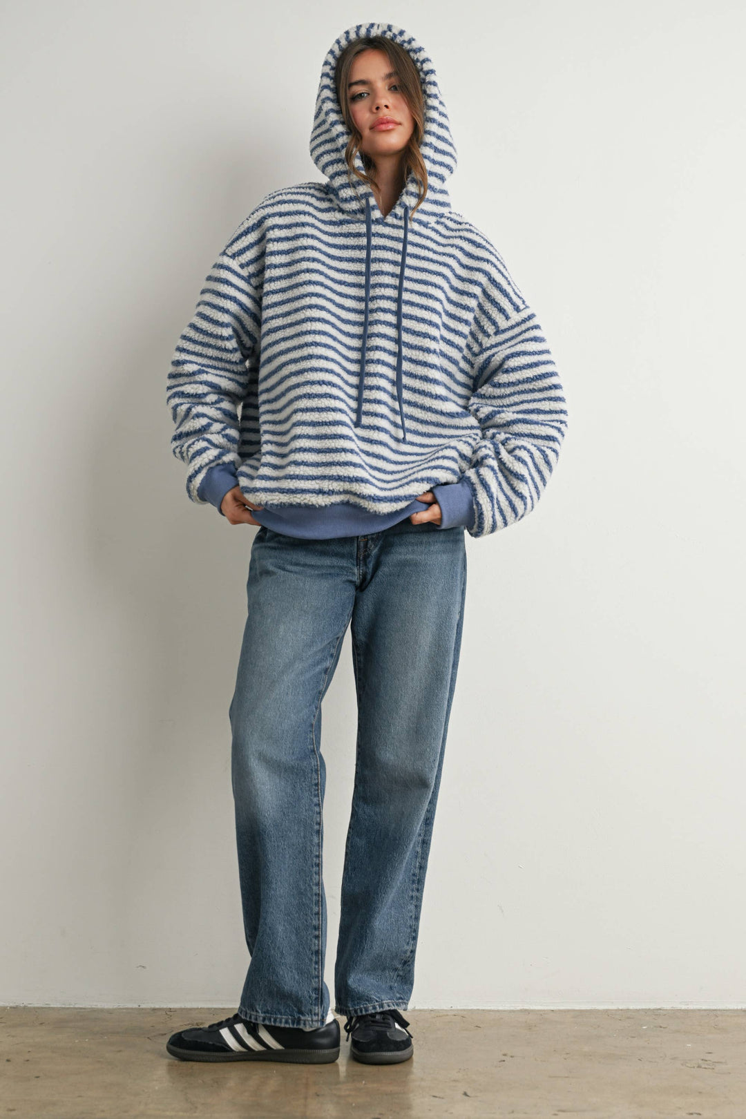 Brushed Striped Puffy Hoodie - BMT7801