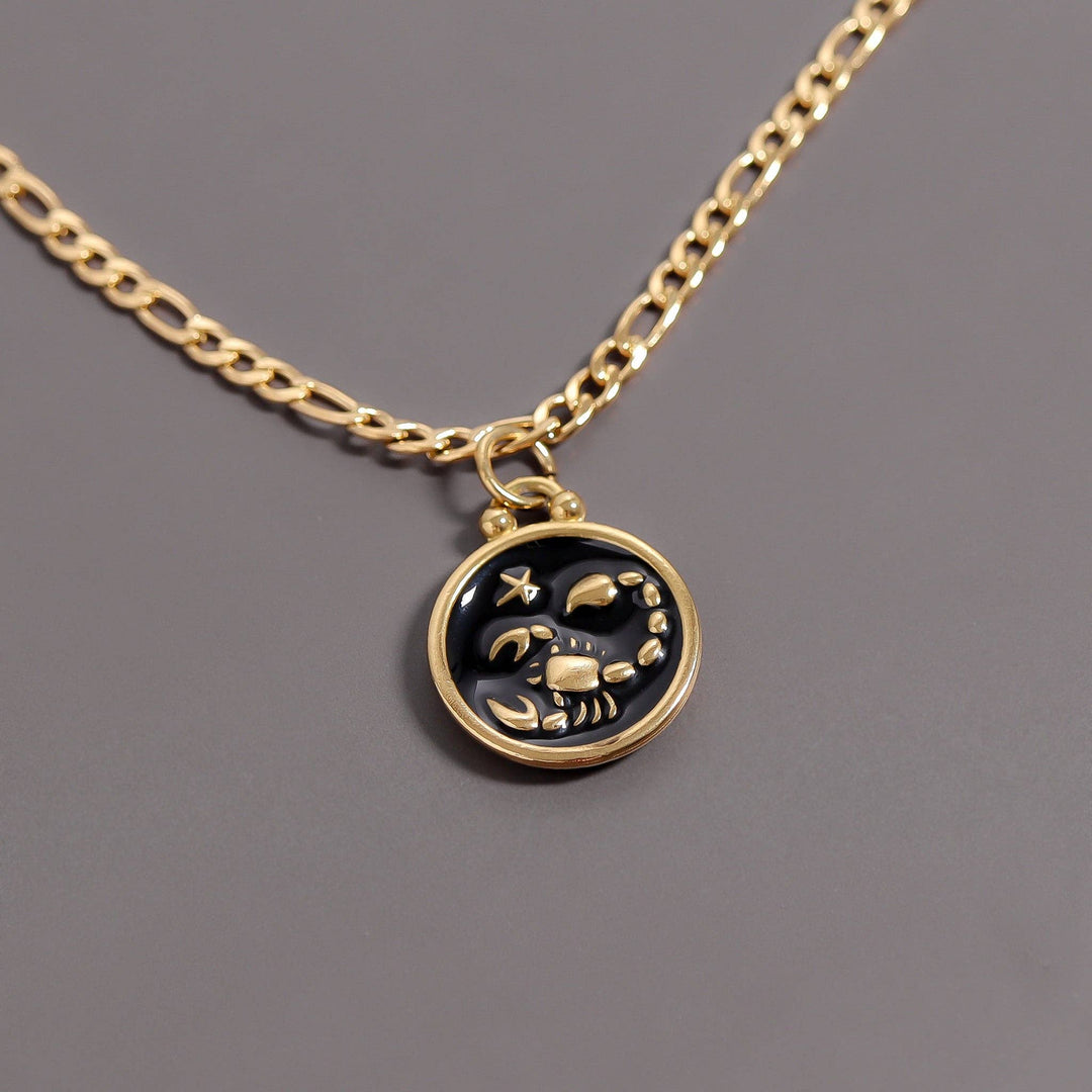 18K Gold PVD Stainless Steel Epoxy Filled Zodiac Pendants