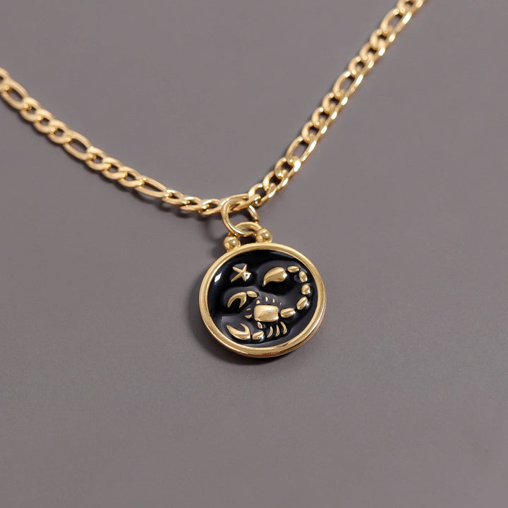 18K Gold PVD Stainless Steel Epoxy Filled Zodiac Pendants