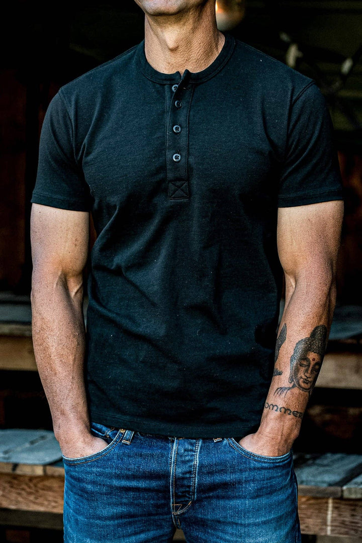 Men | Bolinas Henley | Heavyweight 8oz 100% Cotton - Basalt