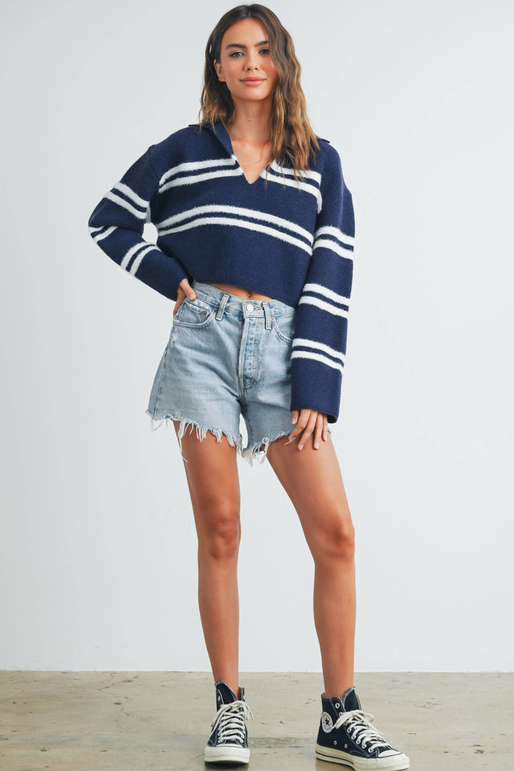 Crop Collar Sweater Top