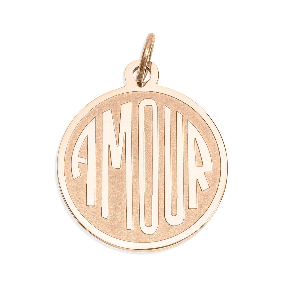 18K Gold PVD Stainless Steel Round Amour Charm