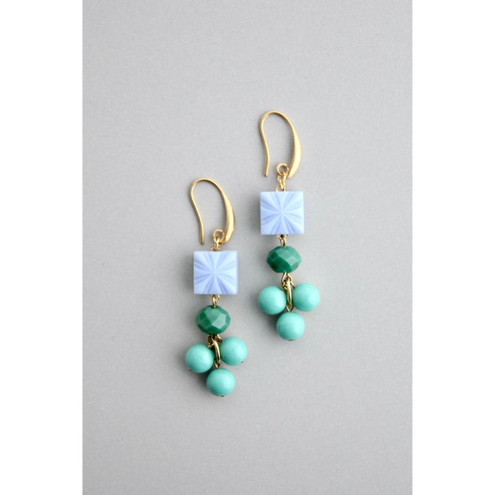 Periwinkle, Green, and Turquoise Dangle Earrings
