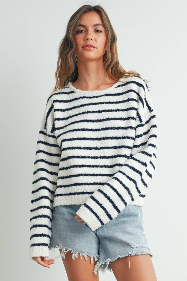 Basic Striped Knit Sweater - BMW7451