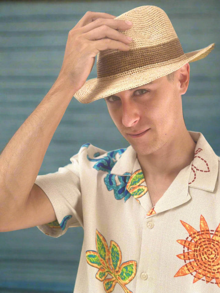 Crochet Fedora - Unisex Straw Hat