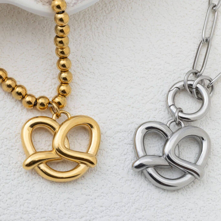 18K Gold PVD Stainless Steel Pretzel Charm