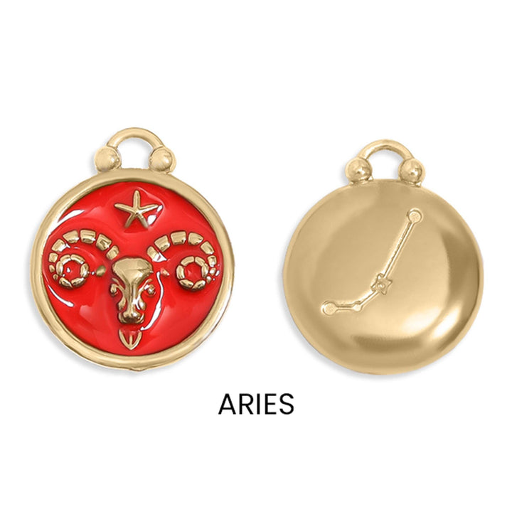 18K Gold PVD Stainless Steel Epoxy Filled Zodiac Pendants
