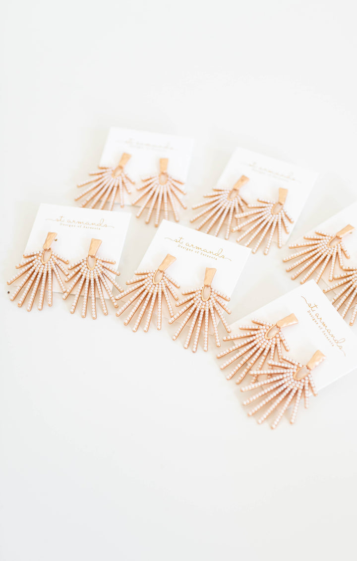 Pearl Sunburst Drop Earrings