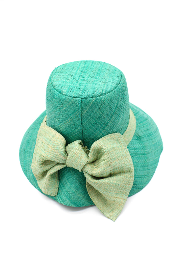 3" Brim Cara Bucket Straw Sun Hats with Big Bow