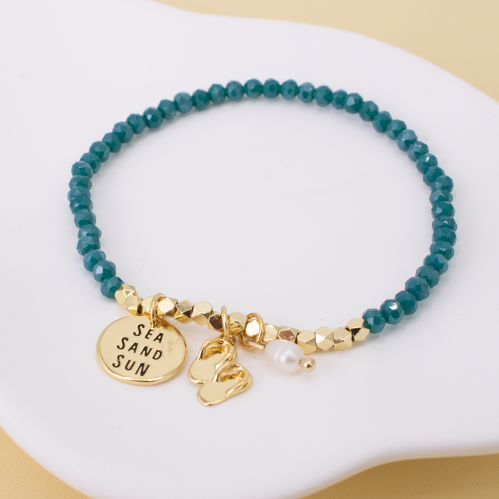 Sea, Sun And Sandals Stretch Charm Bracelet