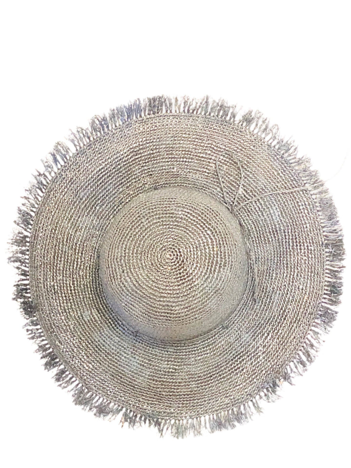5" Brim Meghan Crochet Straw Sun Hats with Raw Fringe Edge