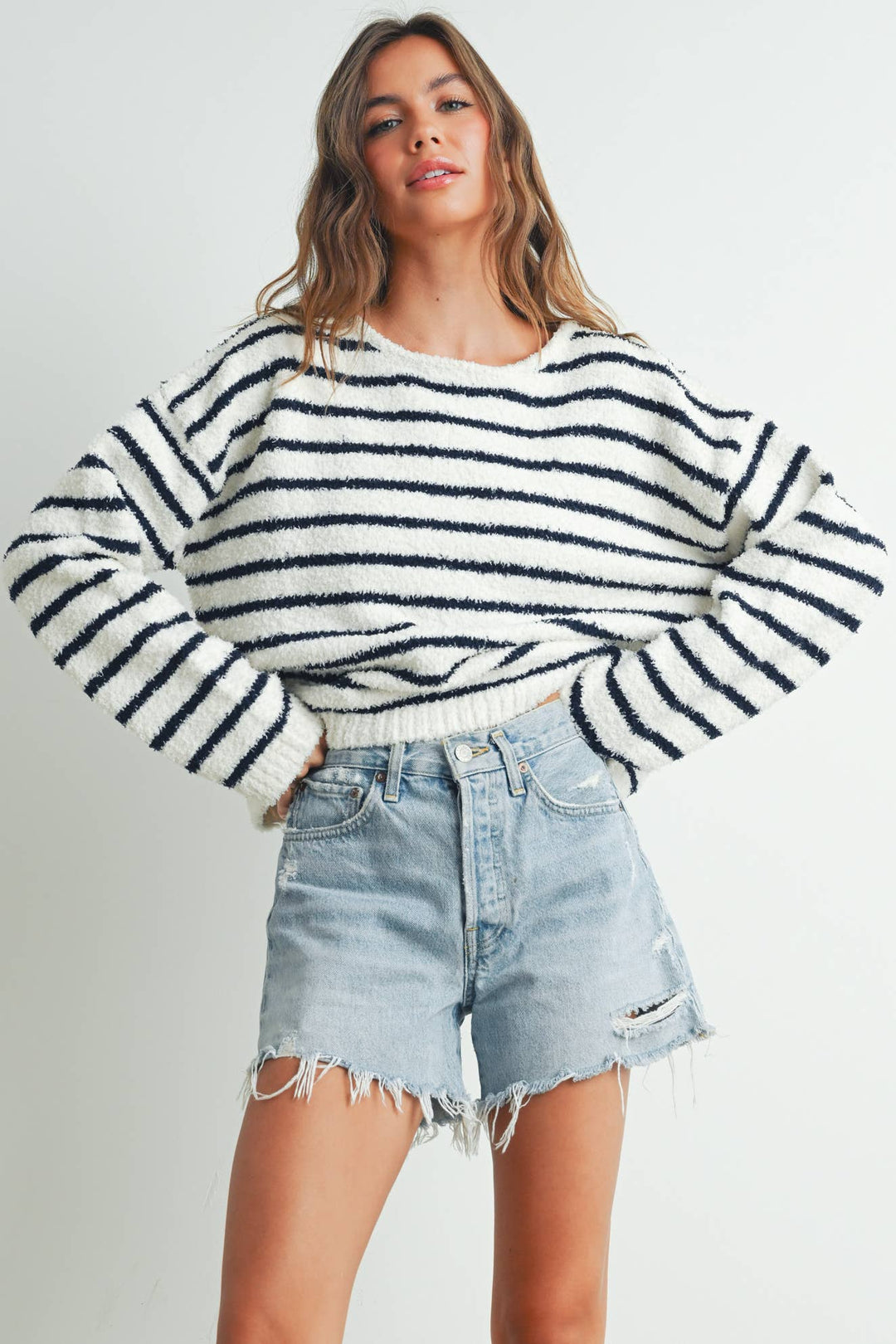 Basic Striped Knit Sweater - BMW7451