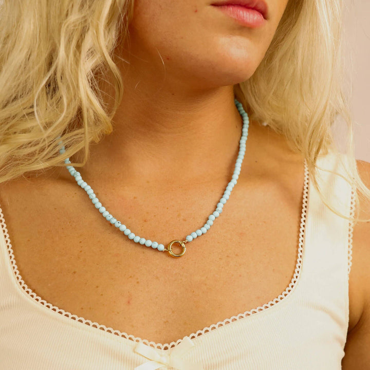 Semi Precious Natural Stone Charm Keeper Necklace